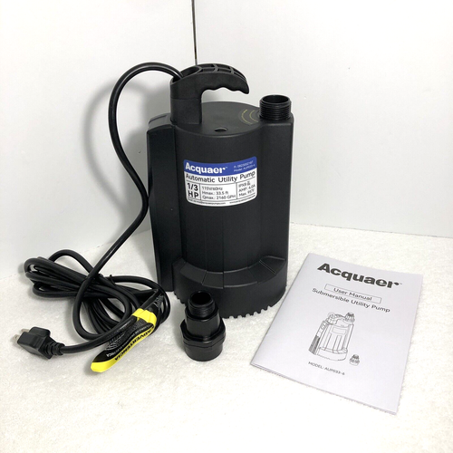 Acquaer Submersible Utility Pump 2160GPH 1/3HP L AUPO336 New Open Box