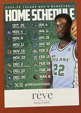 2024-2025 TULANE GREEN WAVE Schedule 🏀 College Basketball Sked NEW‼️CARD‼️M & W