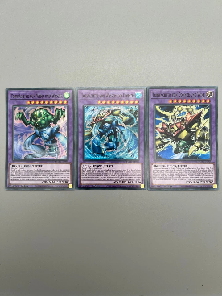 Yugioh Torwächter Komplettset Neu deutsch Sanga Suijin Kazejin Fusion NM DE - Bild 3 von 3