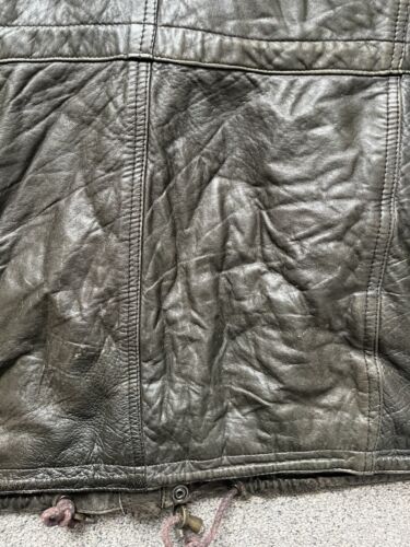 Exclusive Fonz Dark Olive Leather Field Jacket Size XL Vintage Mens - Picture 6 of 10