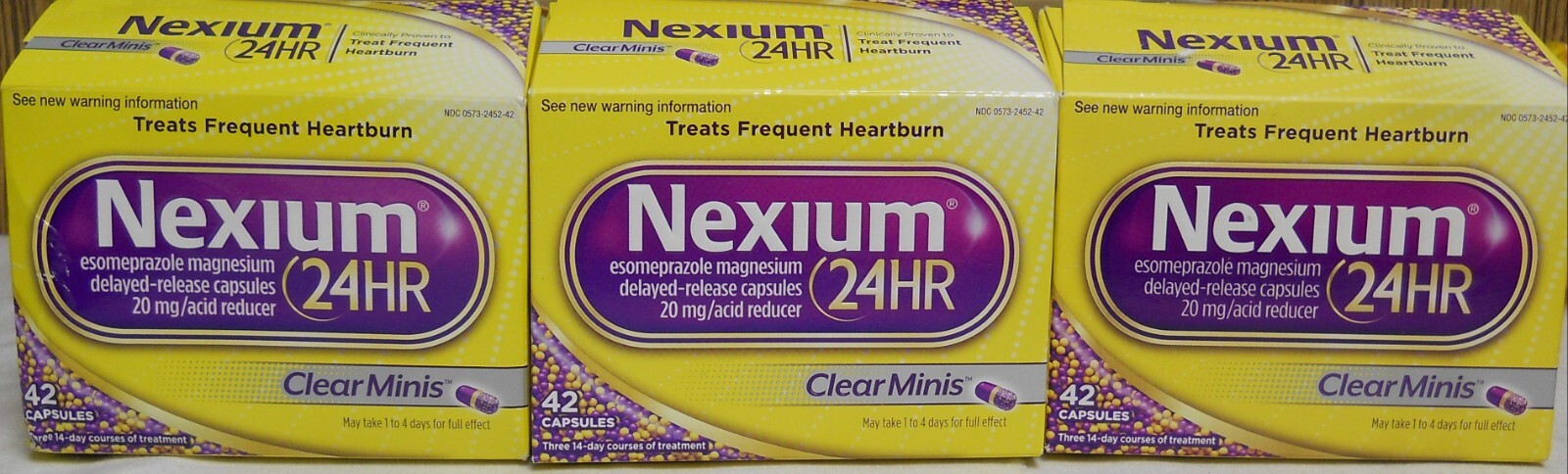 Nexium 24 Hour Clear Minis Treats Frequent Heartburn 3X42=126  Capsules