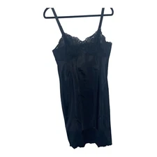 Vintage Lord Taylor Wonder Maid Molded Magic Full Slip Dress 36 Black Lace 50s