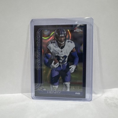2025 NFL Topps Chrome Derrick Henry Black Refractor 6/10 SP #25 Ravens
