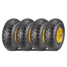 10" Solid Rubber Tires 4.10/3.50-4 Flat Free Wheel Hand Truck Wagon Wheelbarrow