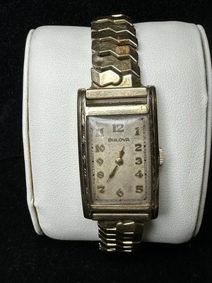Vintage Bulova Rectangular Manual Wind Watch 10K Gold Filled 17J USA SAKS NY