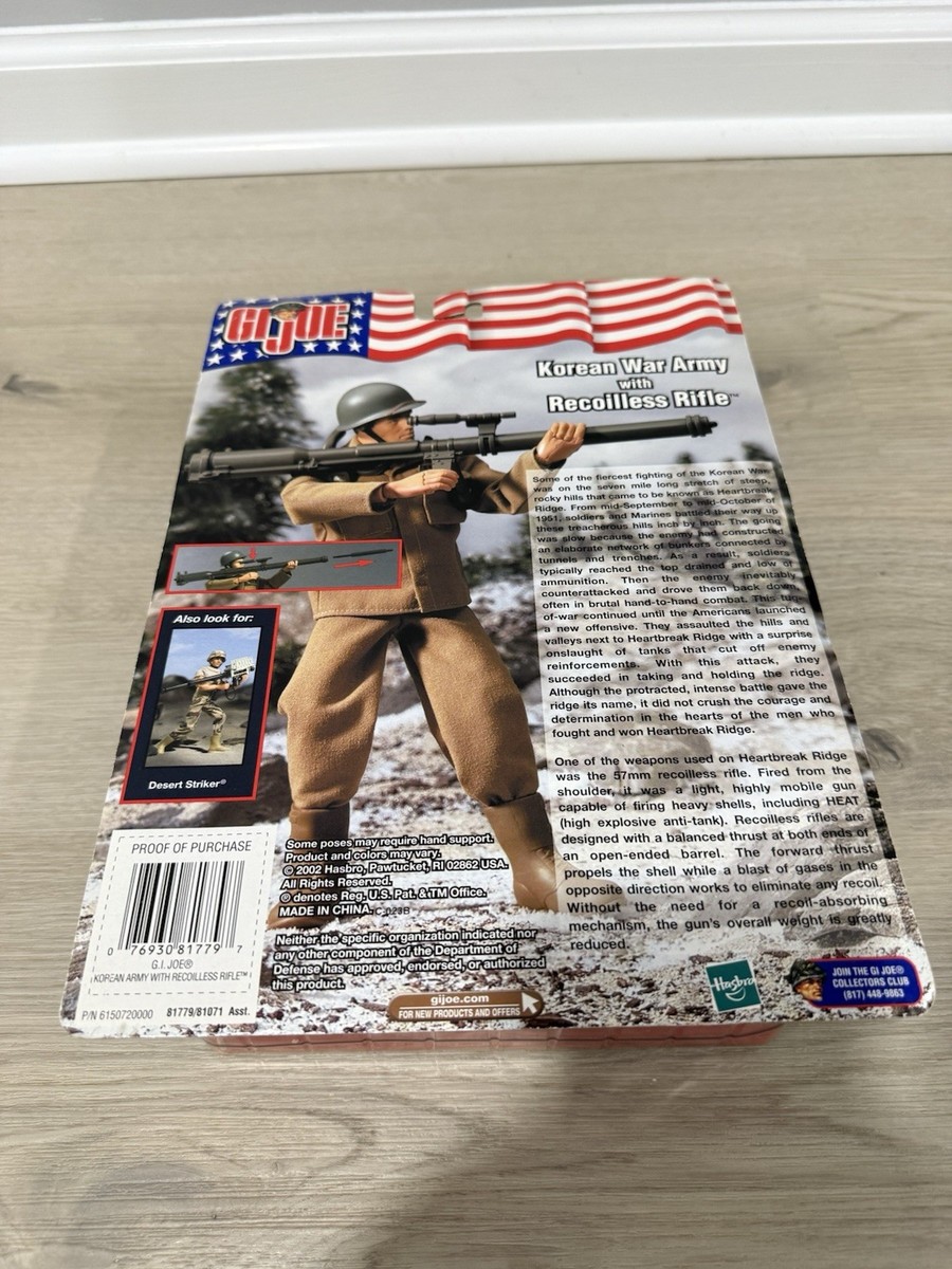 2001 12in Hasbro Gi Joe Korean War Army With Recoilless Rifle