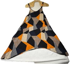 Ulla Popken 5X 28/30 Midi Dress Mixed Print Leopard Shark Bite Hem Artsy Resort