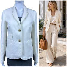 J. Crew Schoolboy 100 Linen Blazer 4 Ivory Jacket Preppy Costal Equestrian