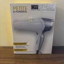 DIY STYLIST Professional Hair Dryer  NEW OPEN BOX WHITE AND SILVER