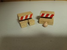 Wooden Railway Train Lot of 2 Bumper stop Tracks works w Thomas  Brio