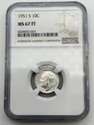 1951-S Roosevelt Silver Dime 10C NGC MS67 FT Full Torch US GEM 90% Coin  BM1