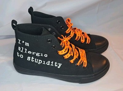 Hot Topic Hi-Top Size 6 Women I m Allergic to Stupidity Black Canvas Emo