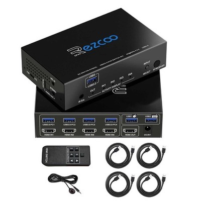 HDMI KVM Switch USB3 4 Ports 4K 60Hz 18Gbps HDR Dolby