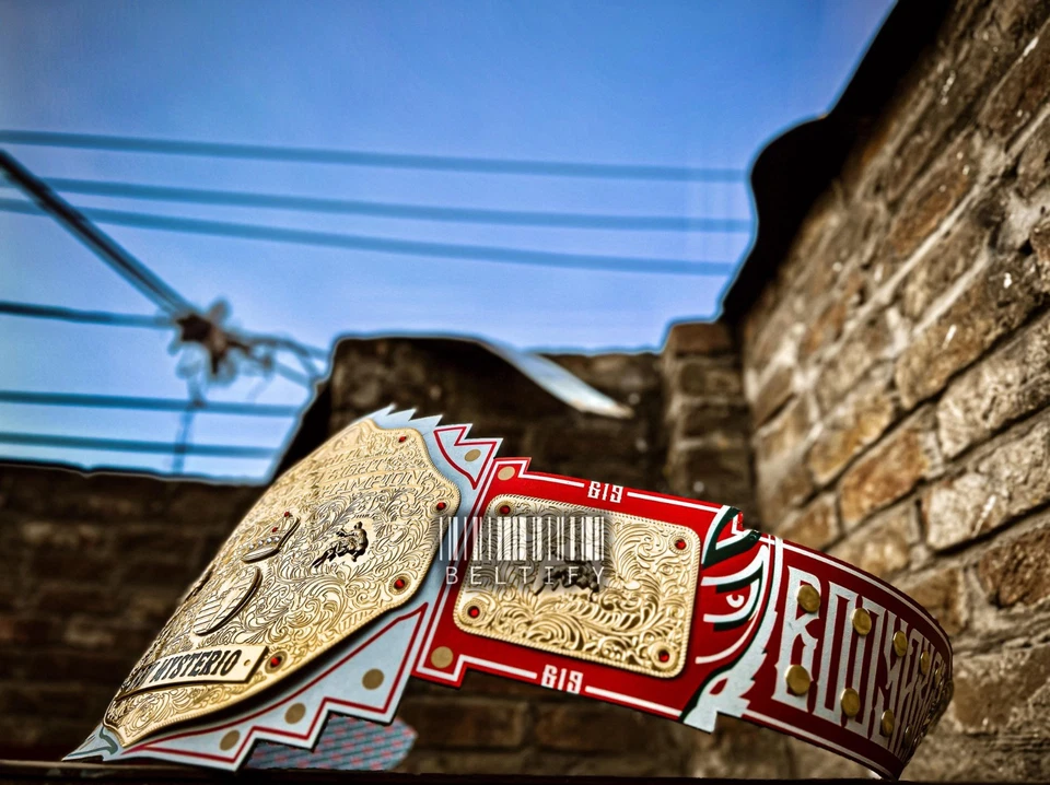 Rey Mysterio Signature Series Wrestling Championship Replica Title Belt Adult - Image 2 of 4