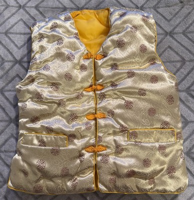 Yth 12-14 Med Hello Kitty Chinese Quilt Puffer Button Up Vest 2 Pockets 16.5x18