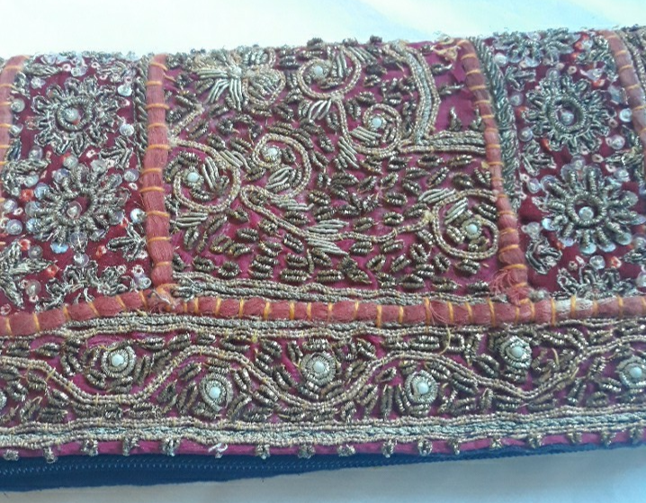 Beaded Boho Clutch Wallet Vtg Indian Textile Beading on Red w/ Tasseled ...