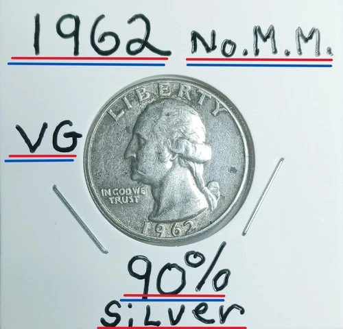 1962 (P) Washington Quarter VG Condition Look @ And See 90% Silver GEM a Real $$