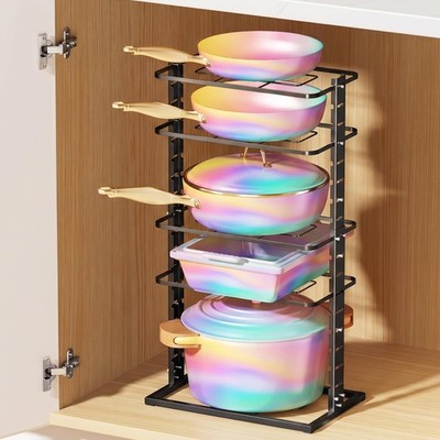 Pots and Pans Organizer Under Cabinet, 5 -Tier Dual-Pillar Design