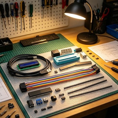 51 Mikrocontroller Development Kit mit ABS Gehäuse Farbe weiß und Support
