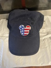 Walt Disney World Mickey Mouse USA Flag Hat Cap Strap Back Adult OS Blue Cotton