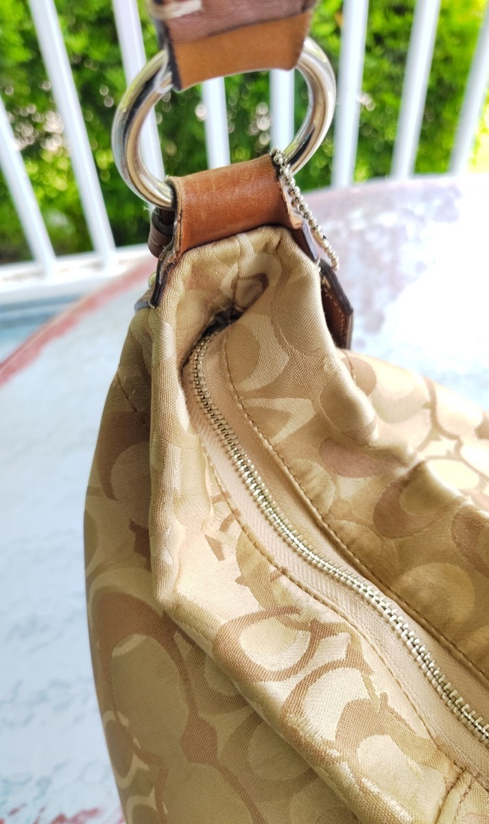 Coach Vintage LARGE F13981 Carly Beige Signature C & Leather