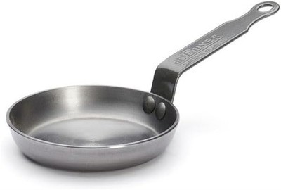 De Buyer 5612.12 Mineral B Round Carbon Steel Egg & Pancake Pan, Nonstick, 4.75''