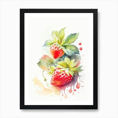 Erdbeere Pflanze,, Obst, Bilderbuch gerahmt Wandbild Poster Leinwanddruck Bild
