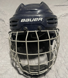 Bauer IMS 5.0 Ice Hockey Helmet Full Face Cage, Blue, Medium HECC