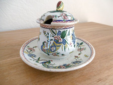 MOUTARDIER FAIENCE GIEN ANCIEN DECOR CORNES D ABONDANCE XIX ème.