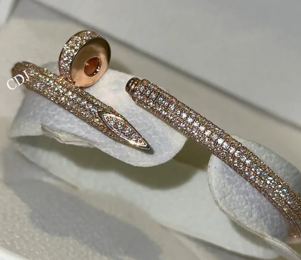 Brazalete brazalete brazalete de moissanita VVS regalo de compromiso para hombre 8" tachuelas gratis 925 S Foto 4 de 4