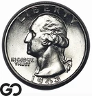 1943-D Washington Quarter, Blast White Near Gem BU++