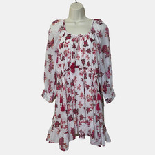 Free People Camella Pink Floral Blouson Sleeve Ruffled Mini Dress Women's S New