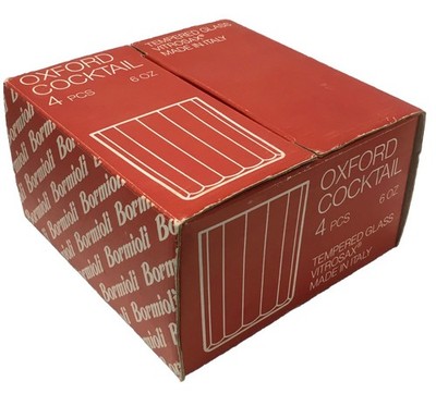 Bormioli Made In Italy Oxford Tempered Cocktail Glasses 4 Piece Set NEW In Box
