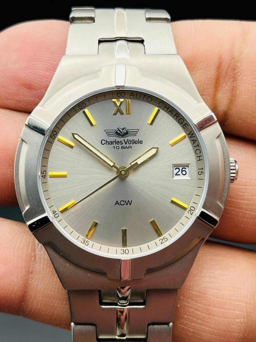 CHARLES VOGELE ACW CV-7751 WATER RESISTANT TITANIUM JAPAN MOVEMENT