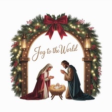 Nativity Scene Joy Merry Christmas Sticker Labels 6 Card Gift Craft Paper