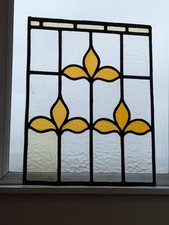 RENOVATED: Elegant 1930's Stained Glas Window Panel 39 x 51 cm