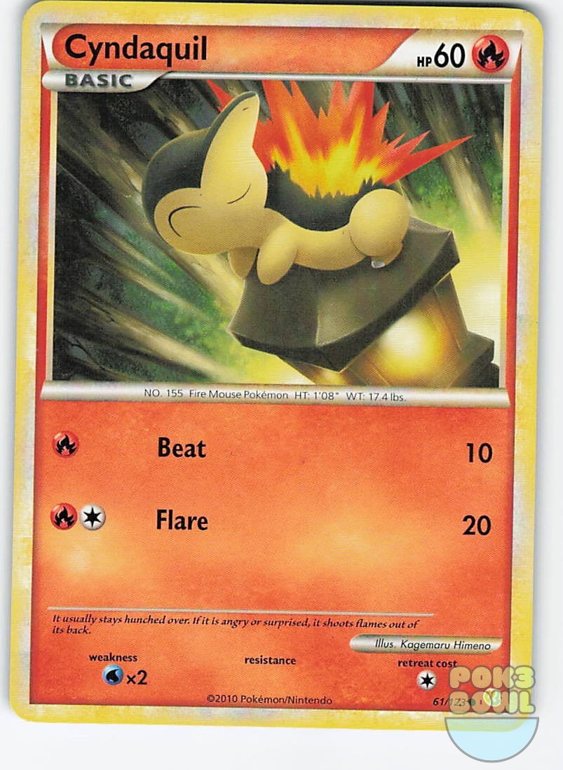 Cyndaquil 61/123 Common HeartGold & SoulSilver Pokemon Near Mint