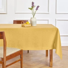 Linen Tablecloth 60 x 120 Inch - 100% Pure Linen Mustard Yellow Table Cloth f...