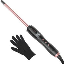 3/8 Inch Small Curling Iron Wand for Short & Long Hair, Ceramic Barrel with A...