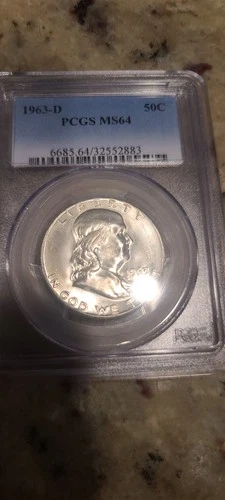1963-D Franklin Silver Half Dollar MS64 PCGS