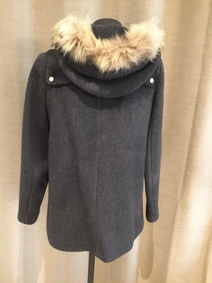 Authentique Manteau Laine Gris Sandro 38 - Photo 3/4