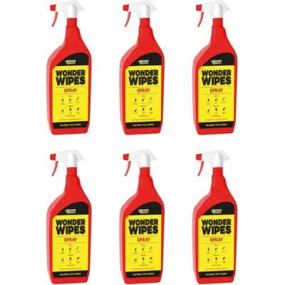 6x 1L Wonder Wipes Spray Multi-Purpose Cleaner PVC Stain Remover Everbuild