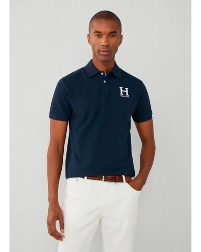 Hackett Classic Fit Heritage Cotton Polo Shirt Navy or White - Imagen 4 de 6