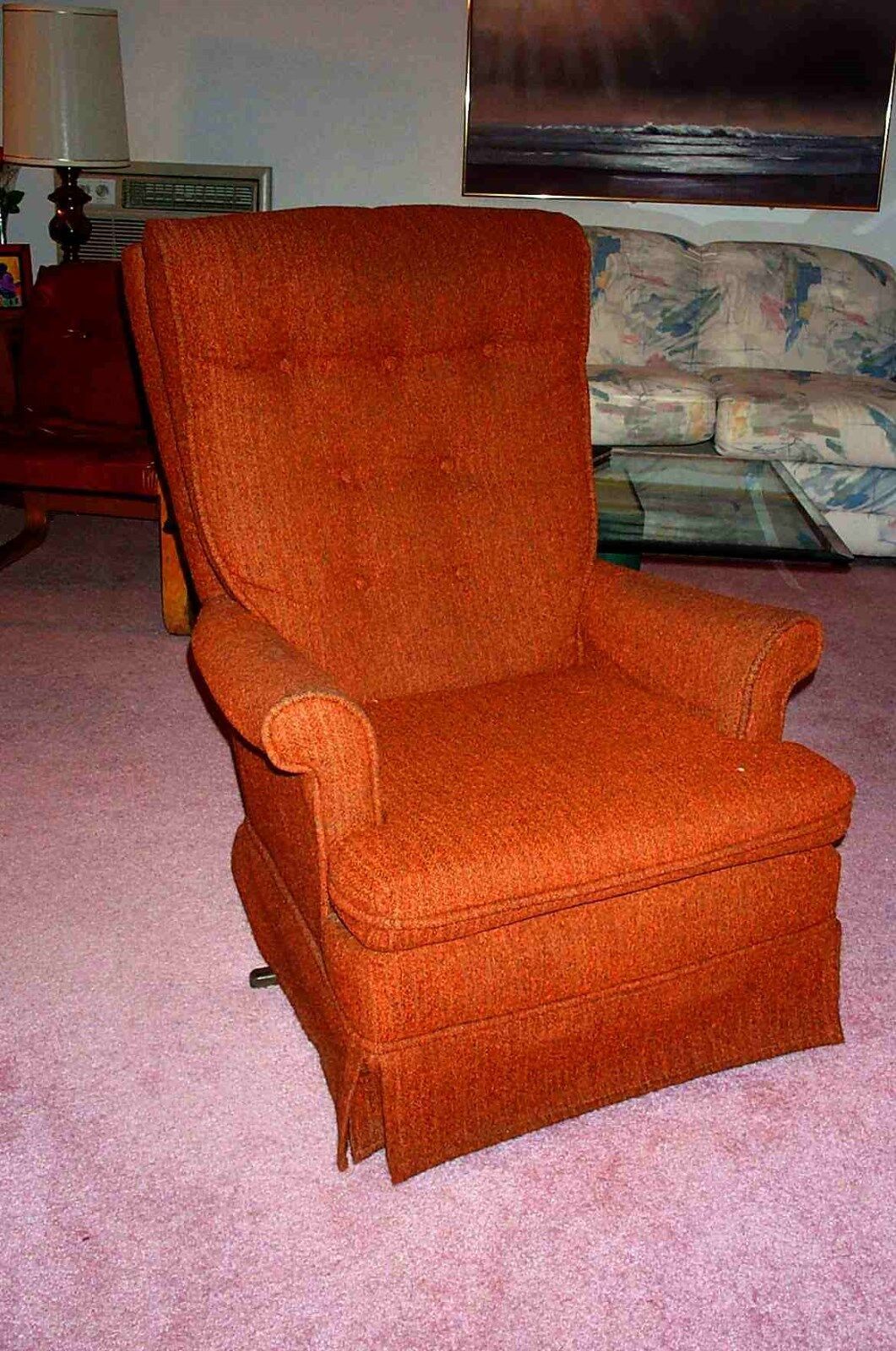 1970's ROCKING CHAIR cushioned Rocking KROEHLER burnt orange Vintage Furniture