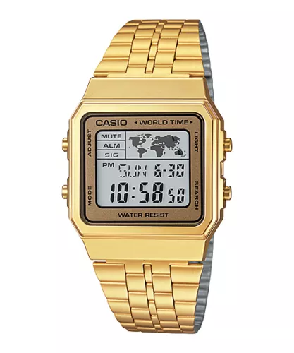 Casio A500WA-1/7 A500WGA-1/7/9 Digitaluhr silber/goldfarben Edelstahl - Bild 7 von 7