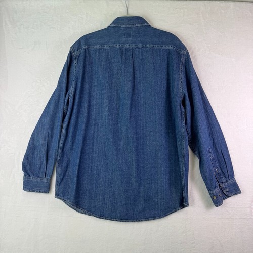 Vtg 90s BASIC EDITIONS Denim Shirt Men L Long Sleeve 100% Cotton Casual Western - Picture 2 of 11