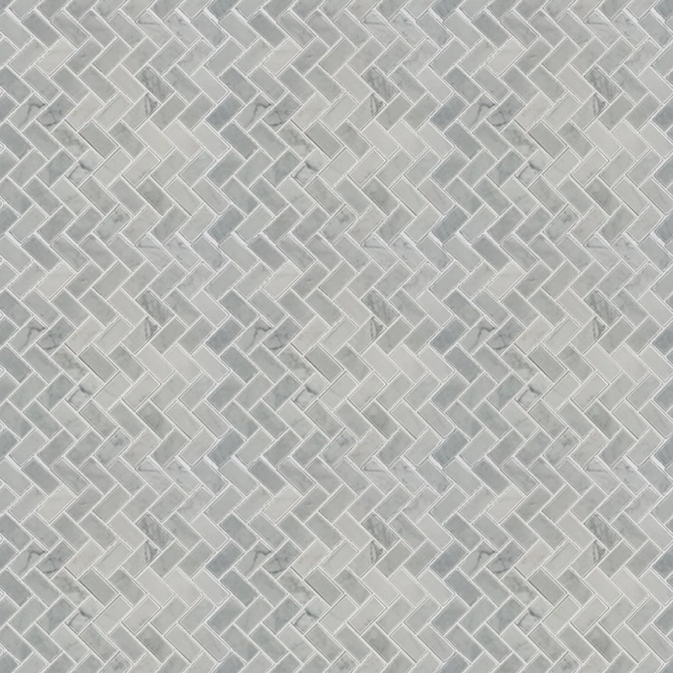 Azulejo de pared y piso de mosaico Carrara de espiga ($15,06/pie cuadrado) Foto 4 de 4