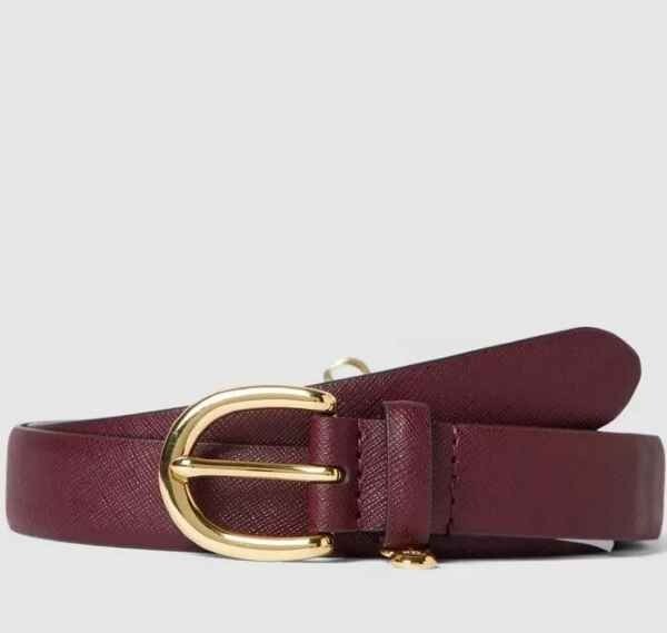 Ralph Lauren women\'s Charm Crosshatch Leather Belt Burgundy Red Size Small Lauren Ralph Lauren Women main image 2