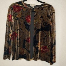 Notations VTG 90's Velvet Long Sleeve Cardigan Size Small