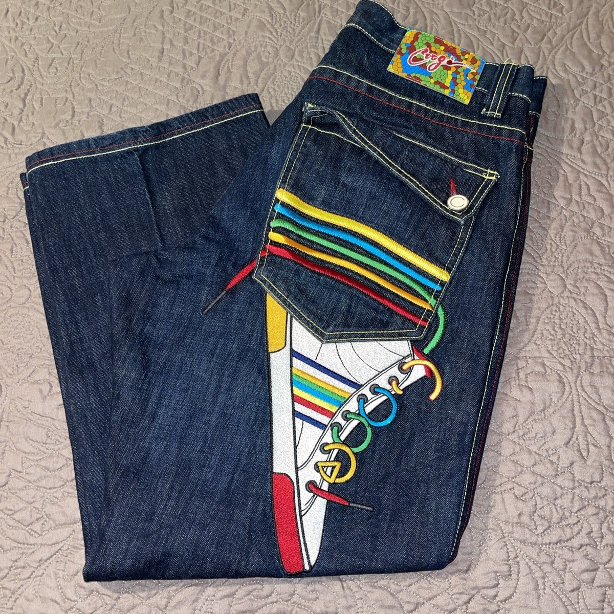 COOGIデニム W30 L34 中古・古着通販】Coogi (クージー) 刺繍デニムパンツ インディゴ